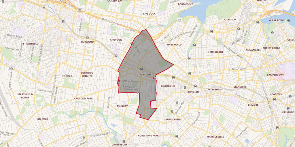 map showing ashfield suburb NSW- removalists Ashfield move by desi removals