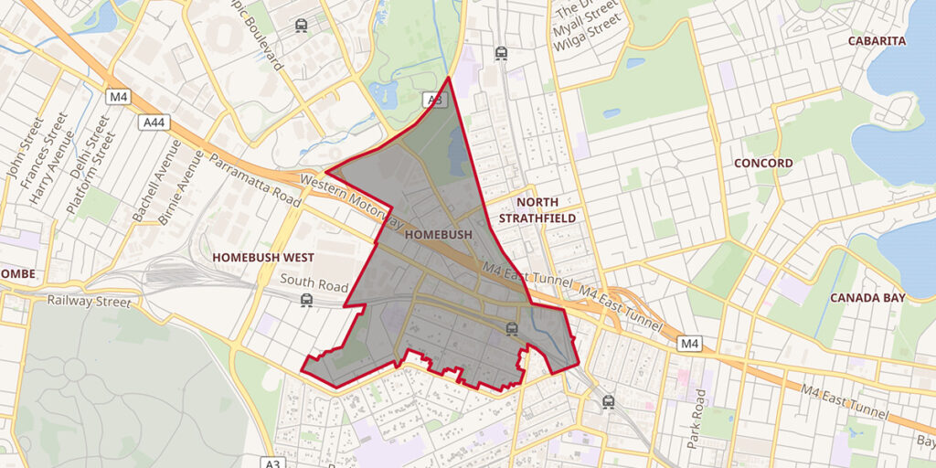 Removalists Homebush map area